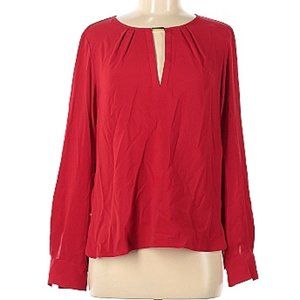CALVIN KLEIN Womens Red Long Sleeve Keyhole Top